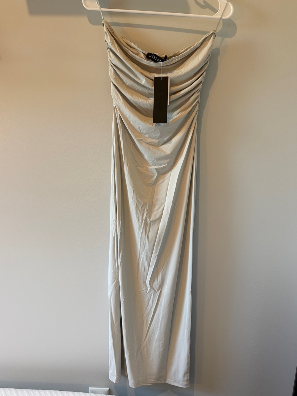 Lioness Strapless Drape Maxi Dress in Ivory